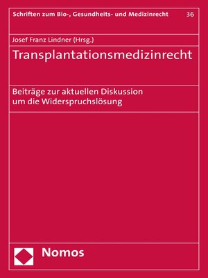 cover image of Transplantationsmedizinrecht